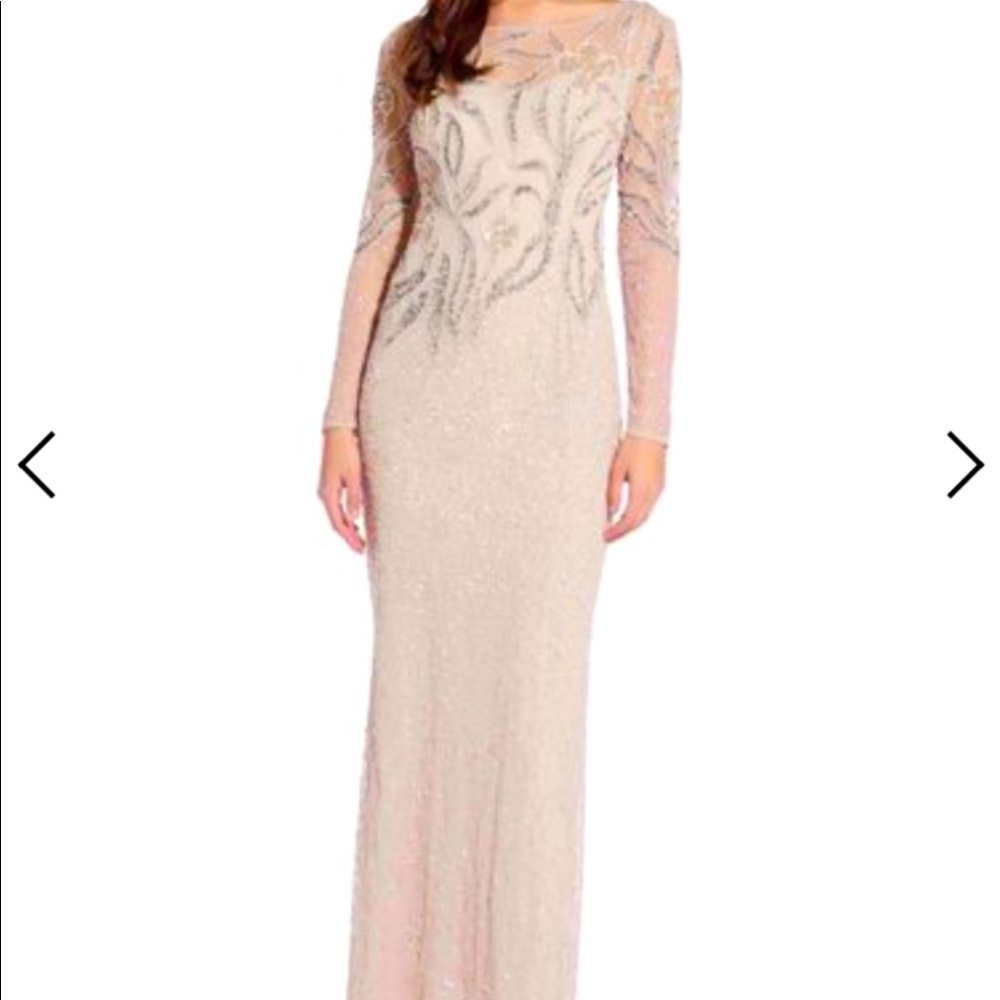 Adrianna Papell long sleeve embellished gown